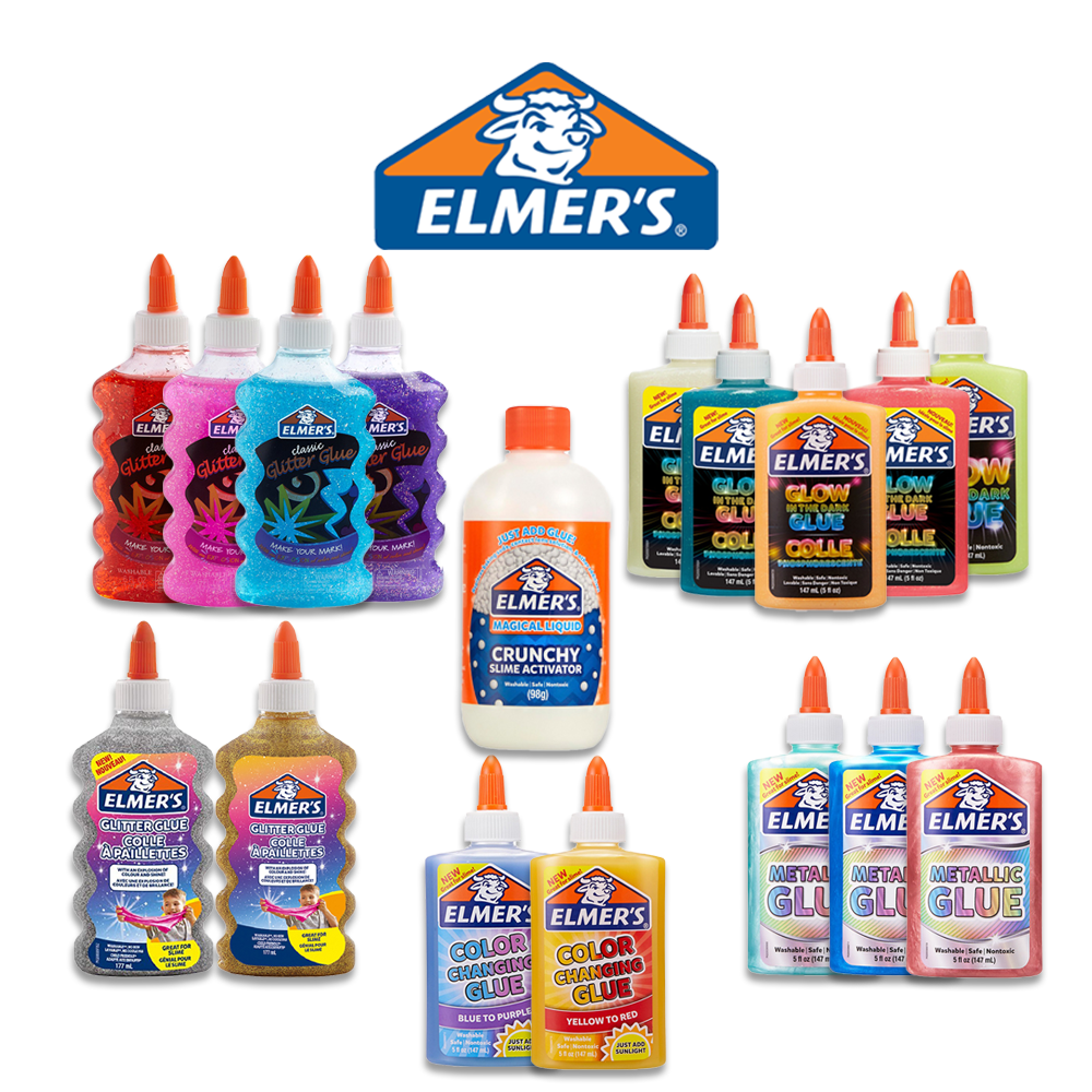 Elmer's ส่วนผสมslime กากเพชร สลามของเล่น น้ำยาสไลม์ เรืองแสง / ขวด