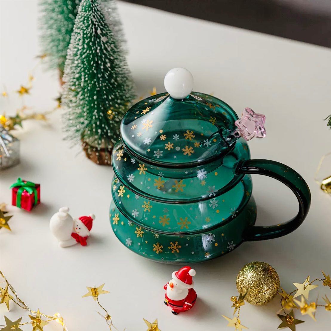 🎄🎅🏻 𝑪𝒉𝒊𝒓𝒔𝒕𝒎𝒂𝒔 𝑻𝒓𝒆𝒆 𝑴𝒖𝒈 แก้วมัครูปต้นคริสมาส พร้อมฝาปิด