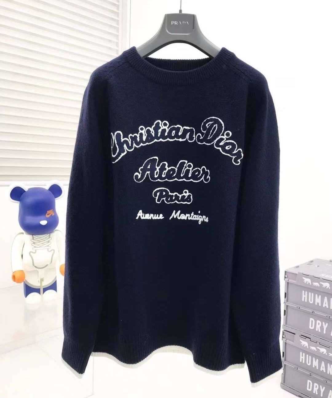 DIOR CHRISTIAN DIOR ATELIER SWEATER BLUE WHITE สเวตเตอร์กันหนาวแขนยาว แบรนด์คริสเตียนดิออร์