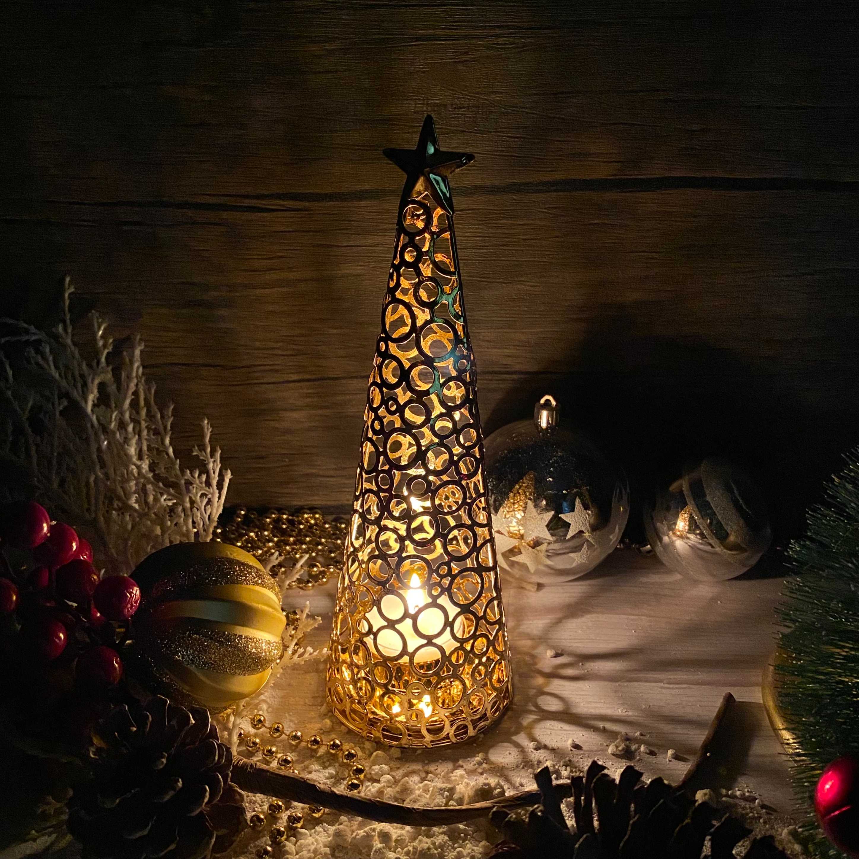 Waft blends เชิงเทียน🕯️ต้นคริสมาสต์สูงสีทอง🎄พร้อมเทียน 20G หรือ 30G 1 ชิ้น