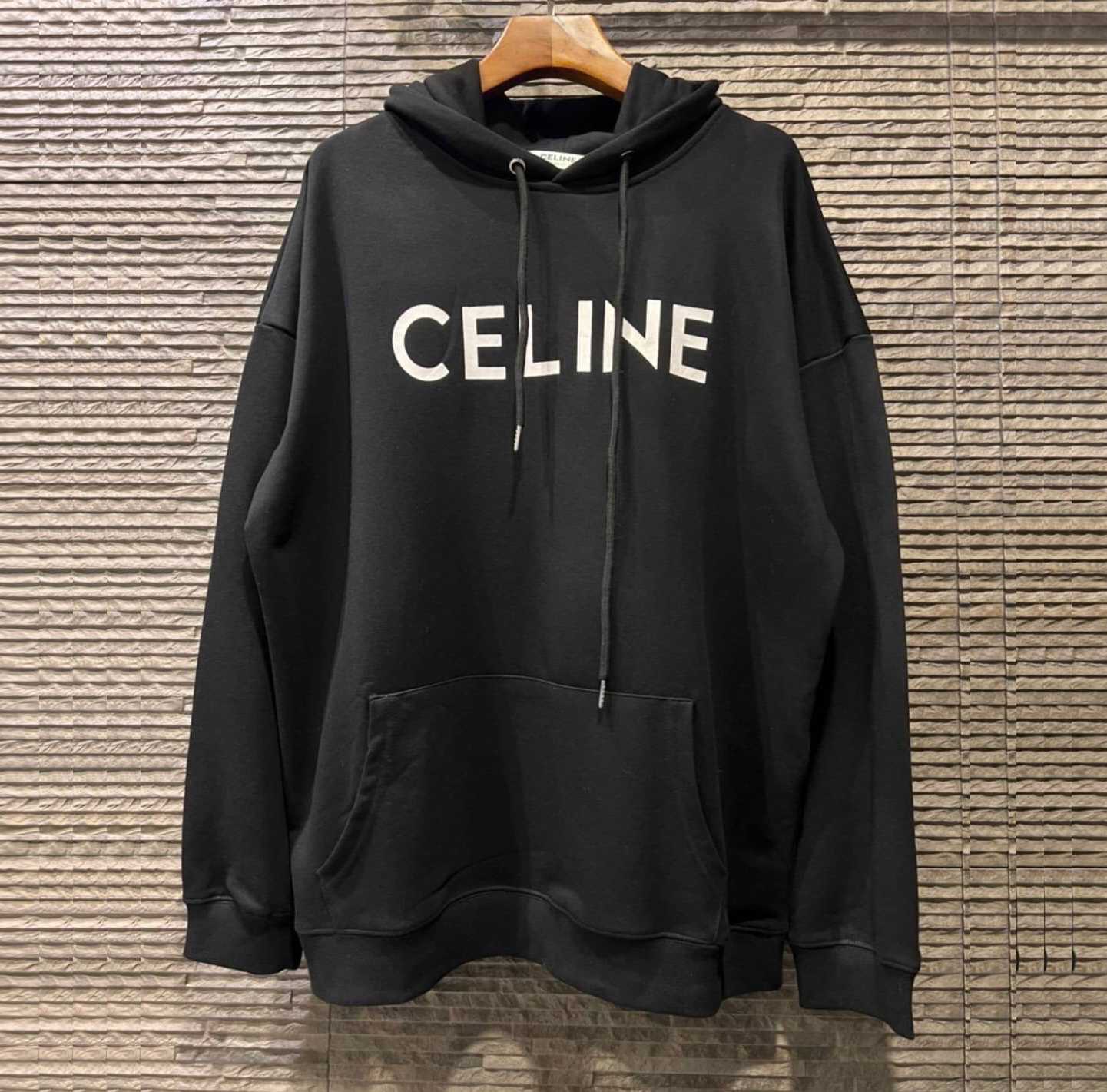 CELINE CLASSIC LOGO PRINT COTTON HOODIE SWEATER เสื้อฮู้ดกันหนาวแขนยาว แบรนด์ซีลีน