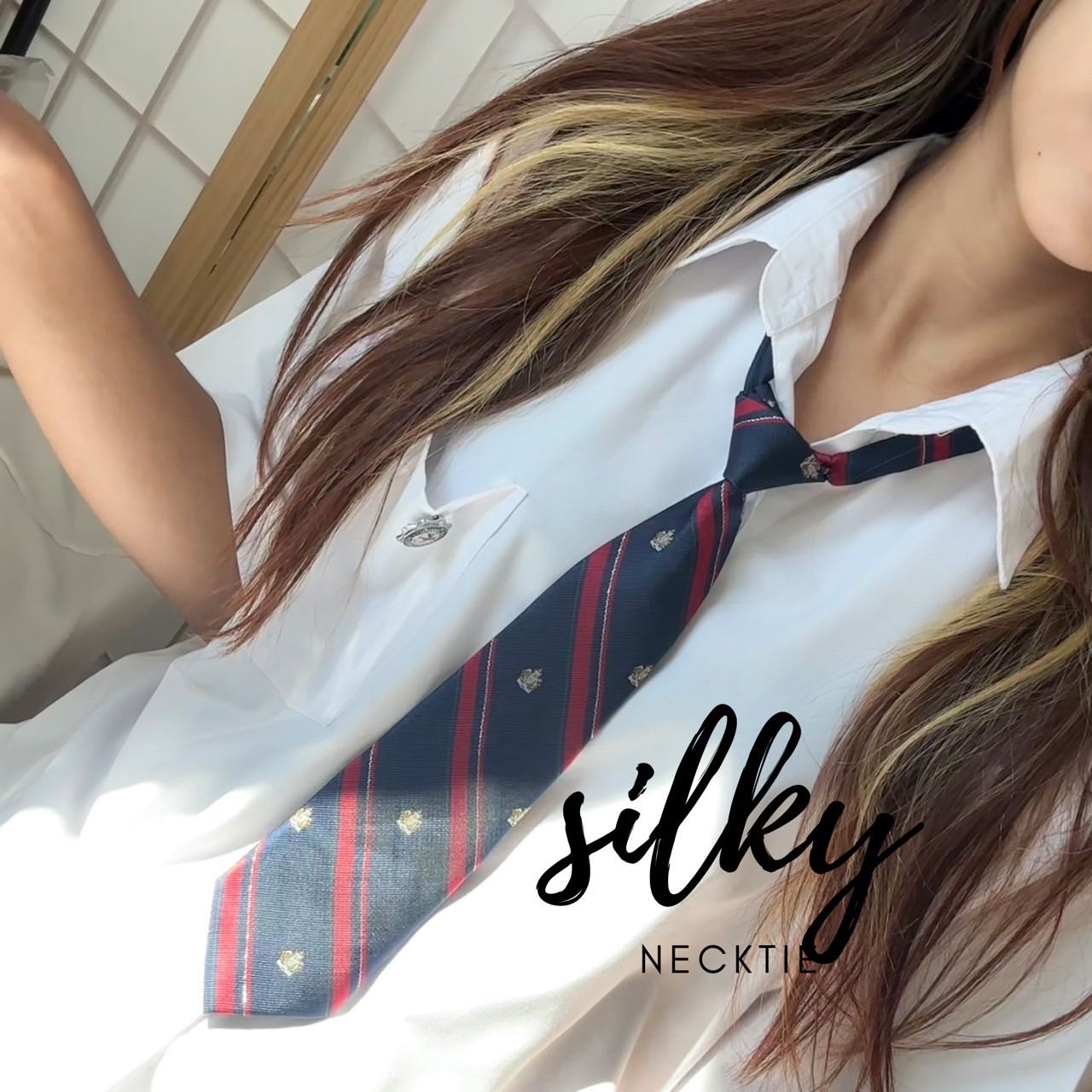 เนคไท ลายเเบบสับ (ใส่ง่าย)(ปรับสายได้)