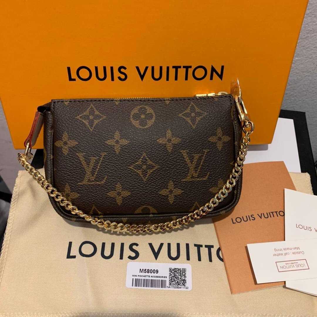 LOUIS VUITTON LV WOMENS WALLET PURSE CLUTCH MINI POCHETTE ACCESSORIES MONOGRAM IN BROWN LEATHER