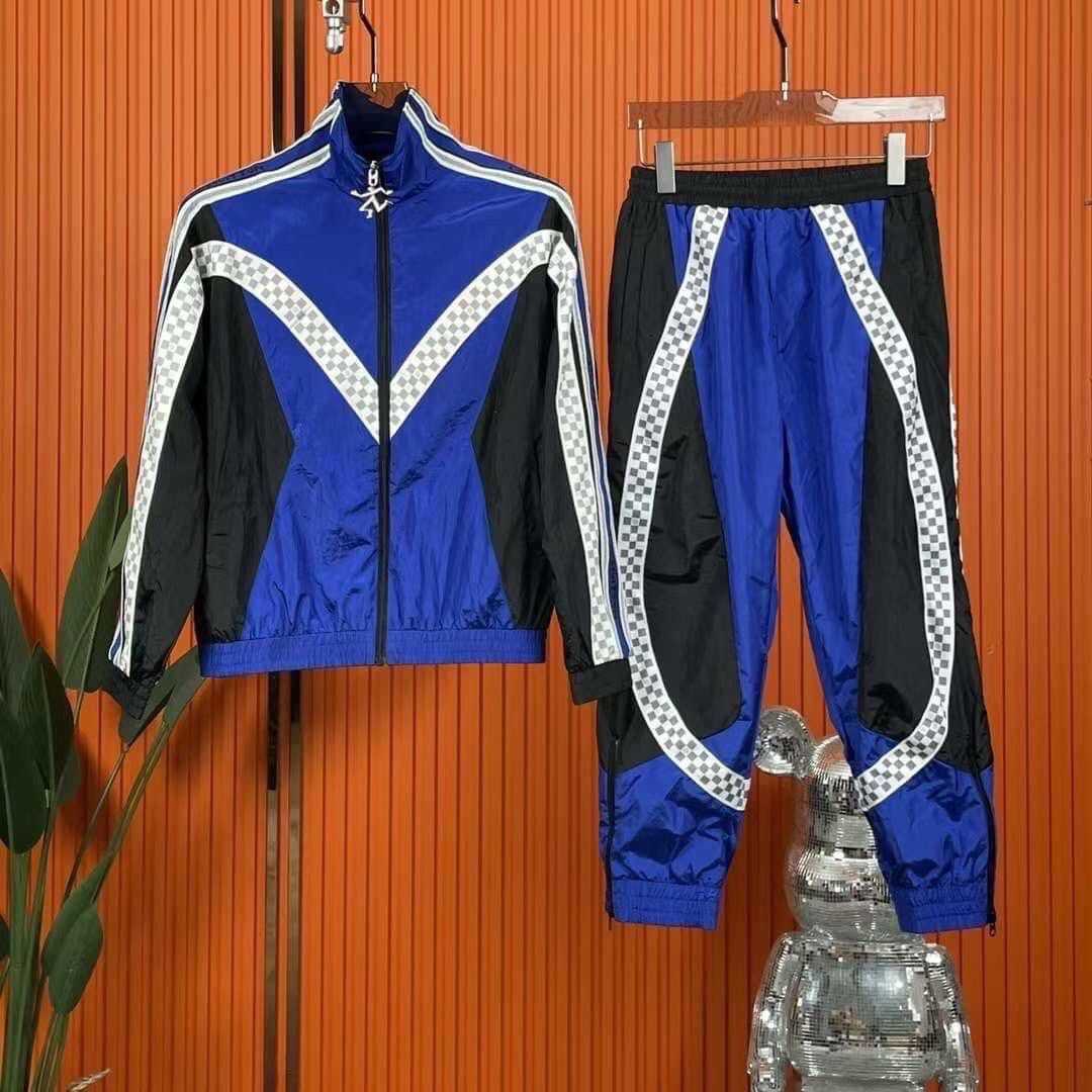 LOUIS VUITTON DAMIER STAMPED STRIPES TECHNICAL CONTRAST TRACKSUIT AND PANTS SET ชุดเข้าเซ็ต