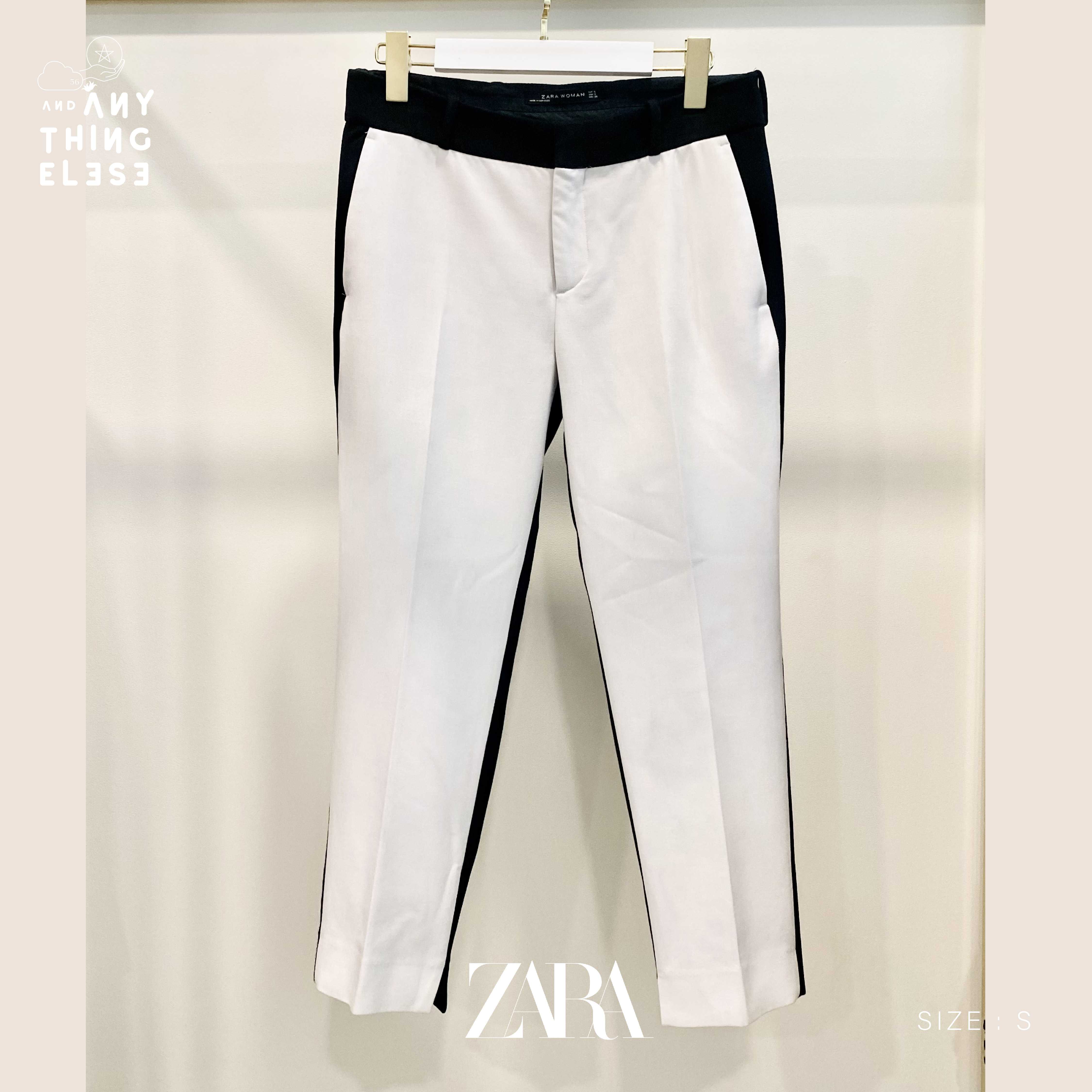 [USED] ZARA WOMAN กางเกง black / white (size S / เอว 26)