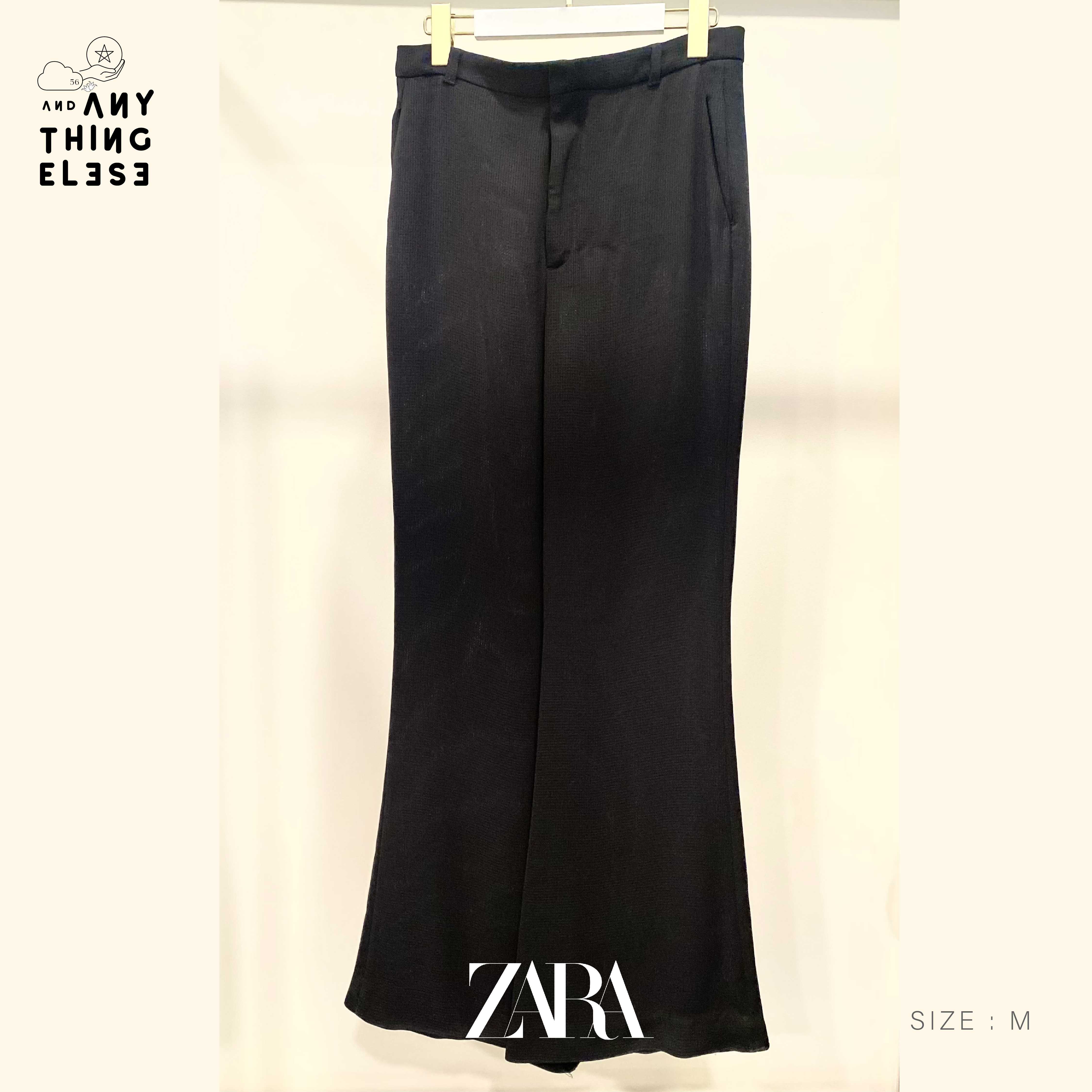 [USED] ZARA WOMAN กางเกงผ้า ขาบาน สีดำ (size M / เอว 27)