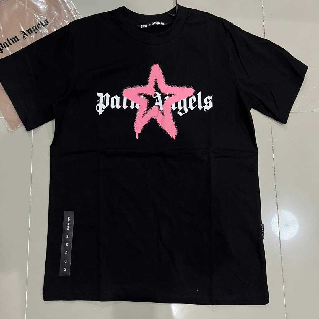 PALM ANGELS STAR SPRAYED LOGO-PRINT T-SHIRT เสื้อยืดคอกลมแขนสั้น ปาล์มแองเจิล รูปดาว สเปรย์