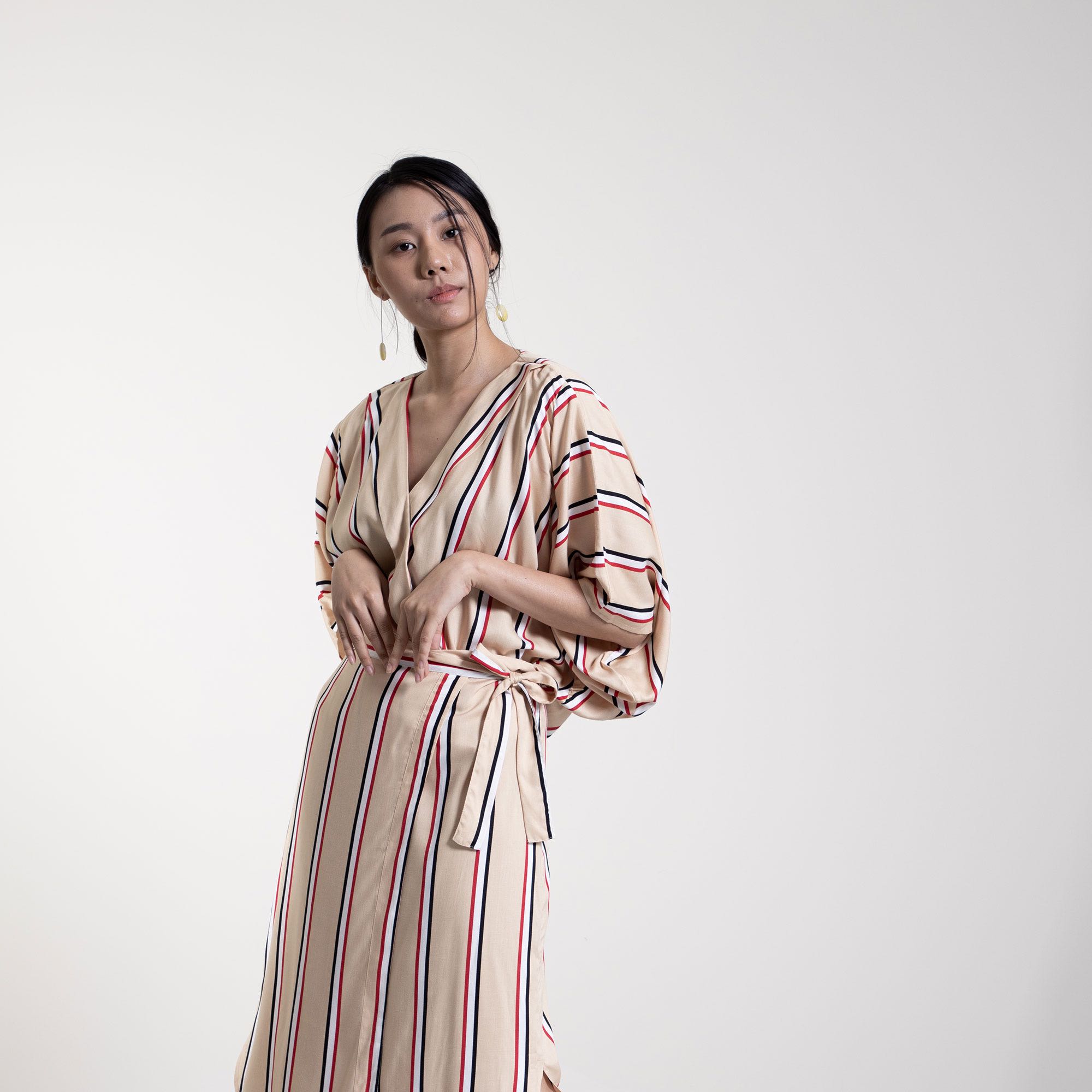 QueenCows ชุดเซ็ตให้นม Cotton Striped Set (Nude)