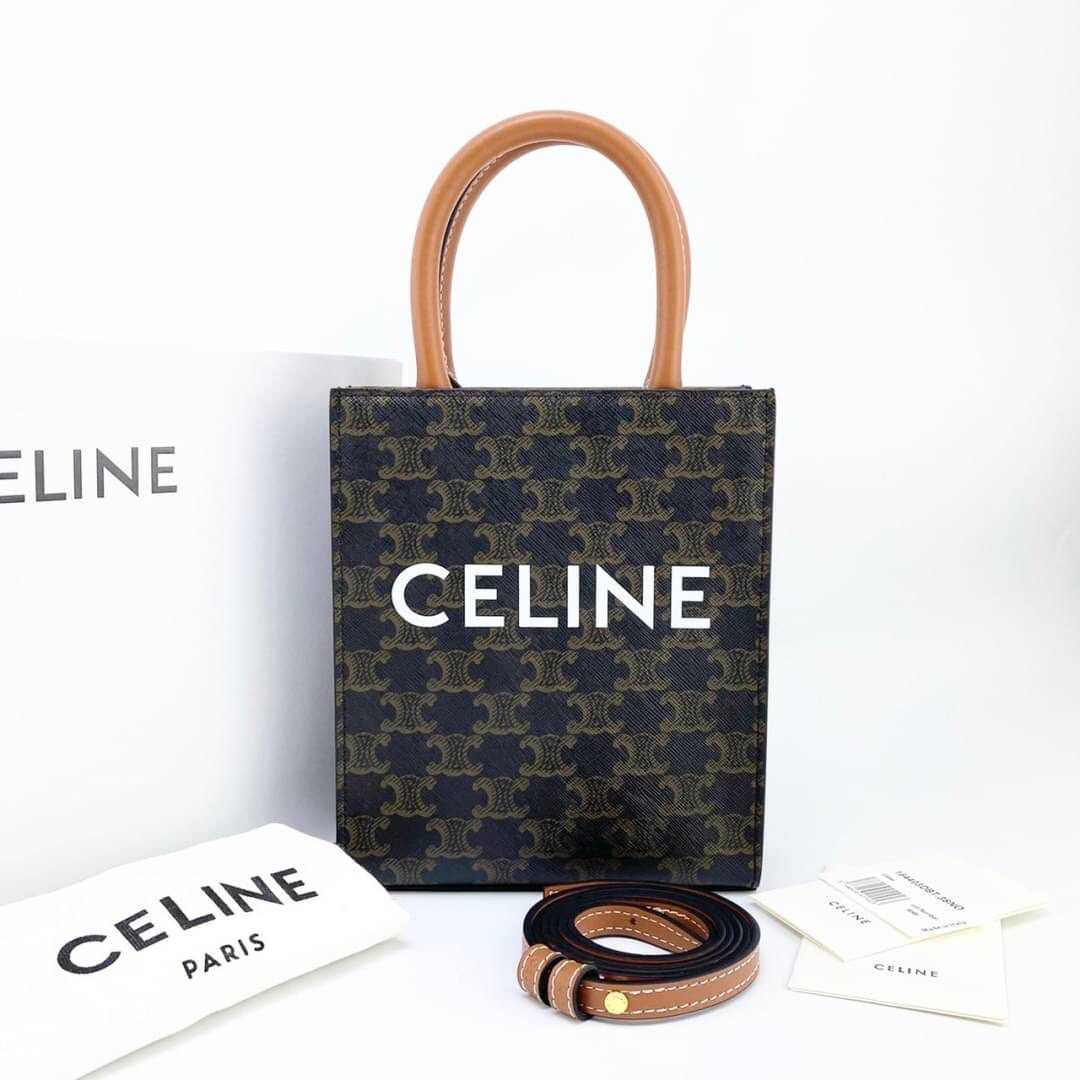 CELINE MINI VERTICAL CABAS IN TRIOMPHE CANVAS กระเป๋าทรง tote มินิไซส์ ใบเล็ก