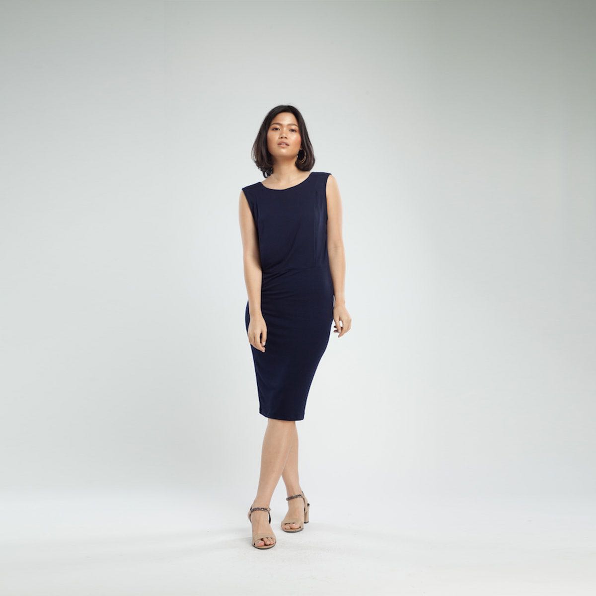 QueenCows ชุดให้นม Trixie Neck Dress (Navy)