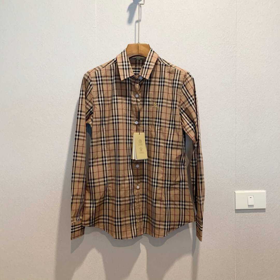 WOMEN'S BURBERRY CLASSIC CHECK-PATTERN VINTAGE LONG SLEEVE SHIRT เสื้อเชิ้ตแขนยาว ลายสก็อต เบอเบอรี่