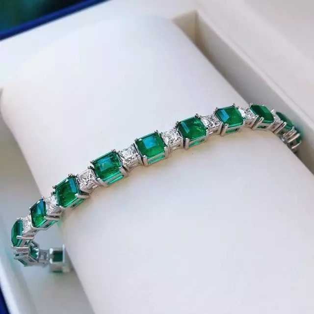 Emerald mix princess cut bracelet