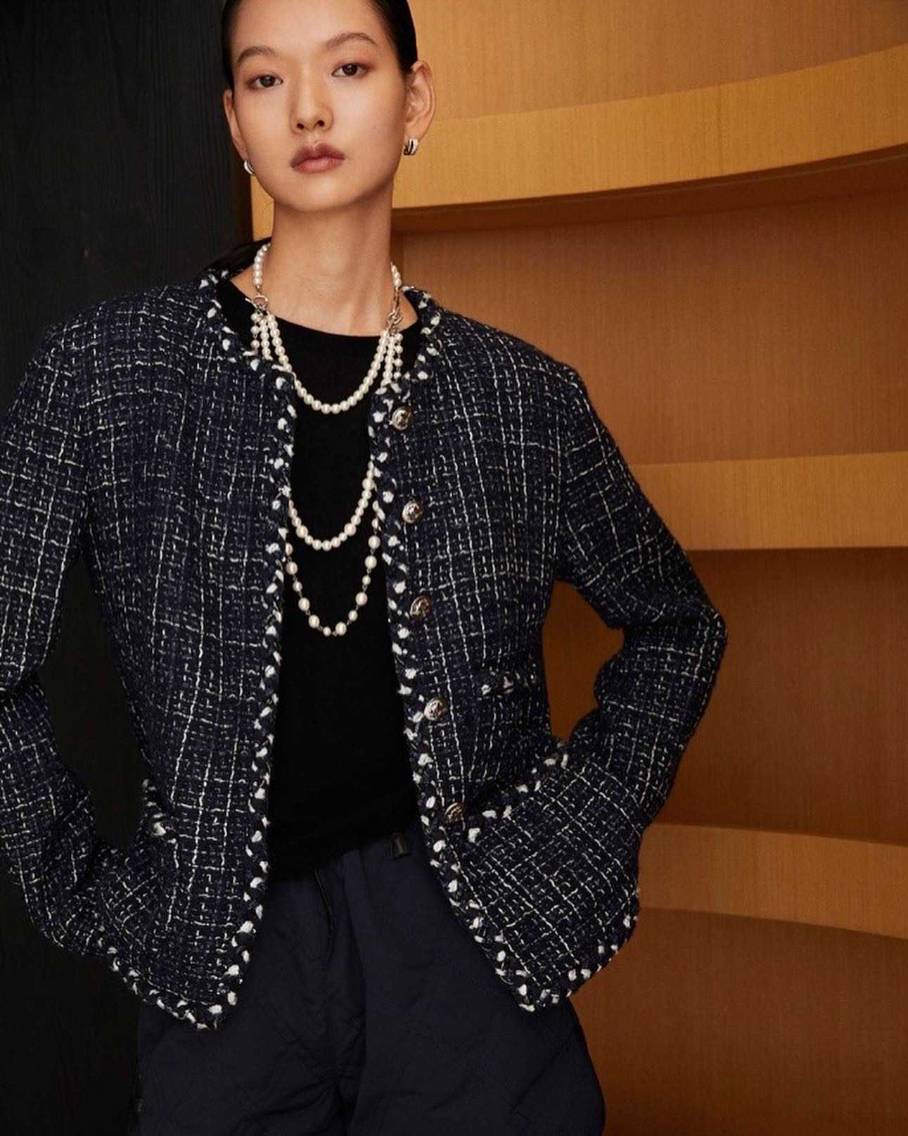 Sagestudio Italian imported fabric classic blue cropped coat