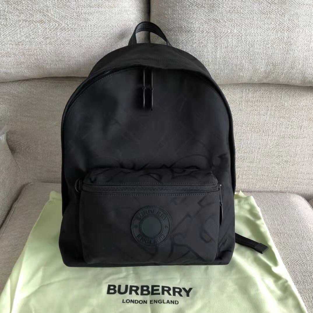 BURBERRY TB MONOGRAM RECYCLED POLYESTER JACQUARD BACKPACK IN BLACK กระเป๋าเป้สะพายหลัง เบอเบอรี่