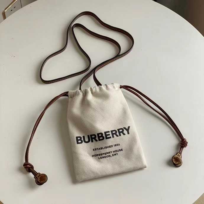 BURBERRY SMALL HOUSEFERRY PRINT COTTON CANVAS DRAWCORD POUCH BAG IN TAG กระเป๋าสะพายข้างครอสบอดี้