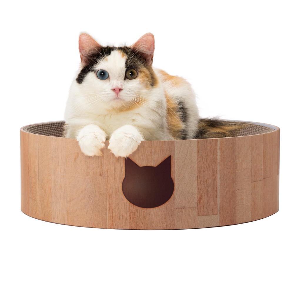 NECOICHI BARIBARI BOWL LIGHT BROWN 1 PCS / ที่ลับเล็บแมวรูปทรงกลม ที่นอนเล่น ลับเล็บในตัว