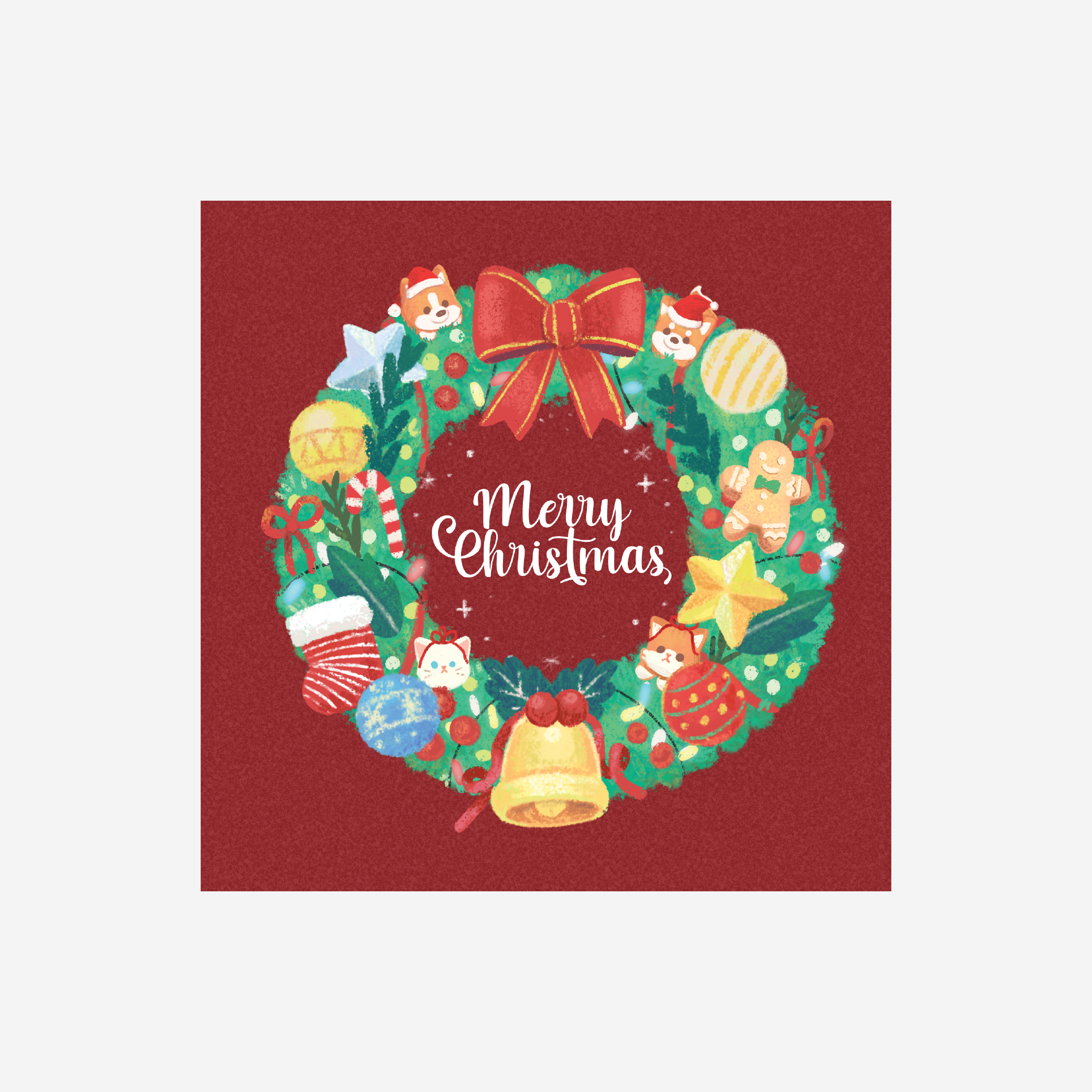 postcard 5x5 inch Christmas (red)