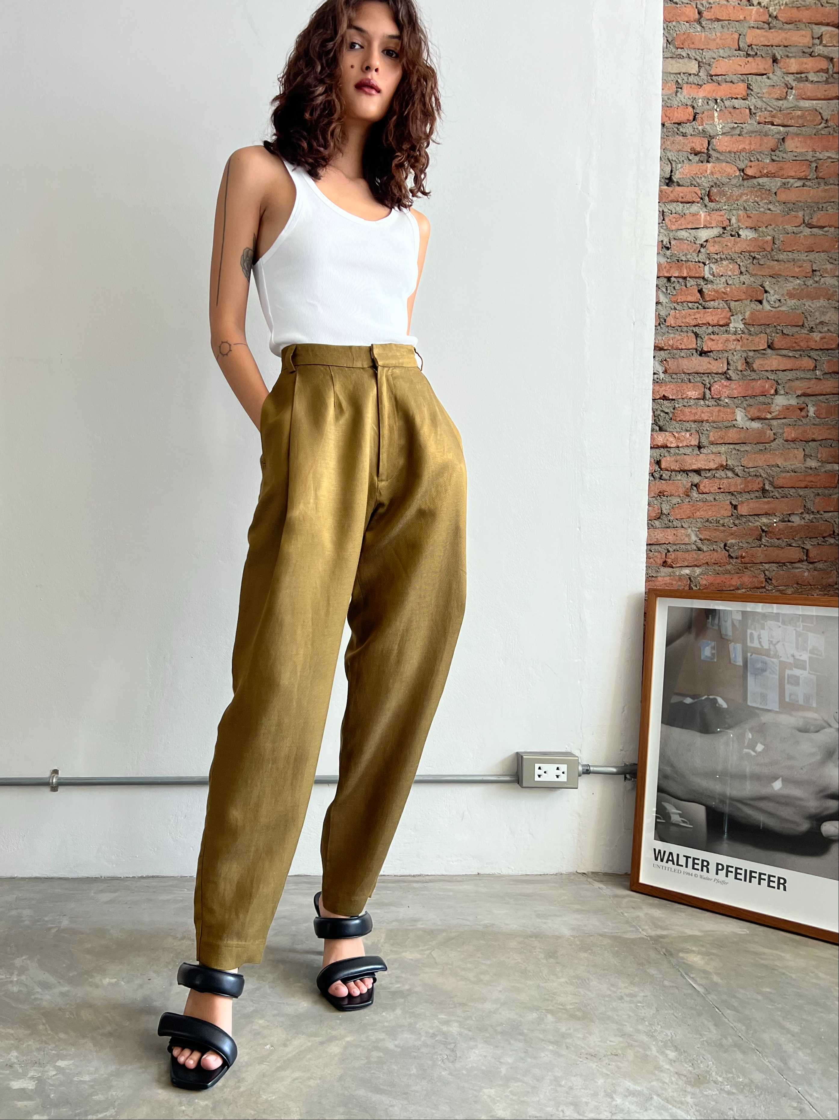 TAPERED LINEN TROUSERS