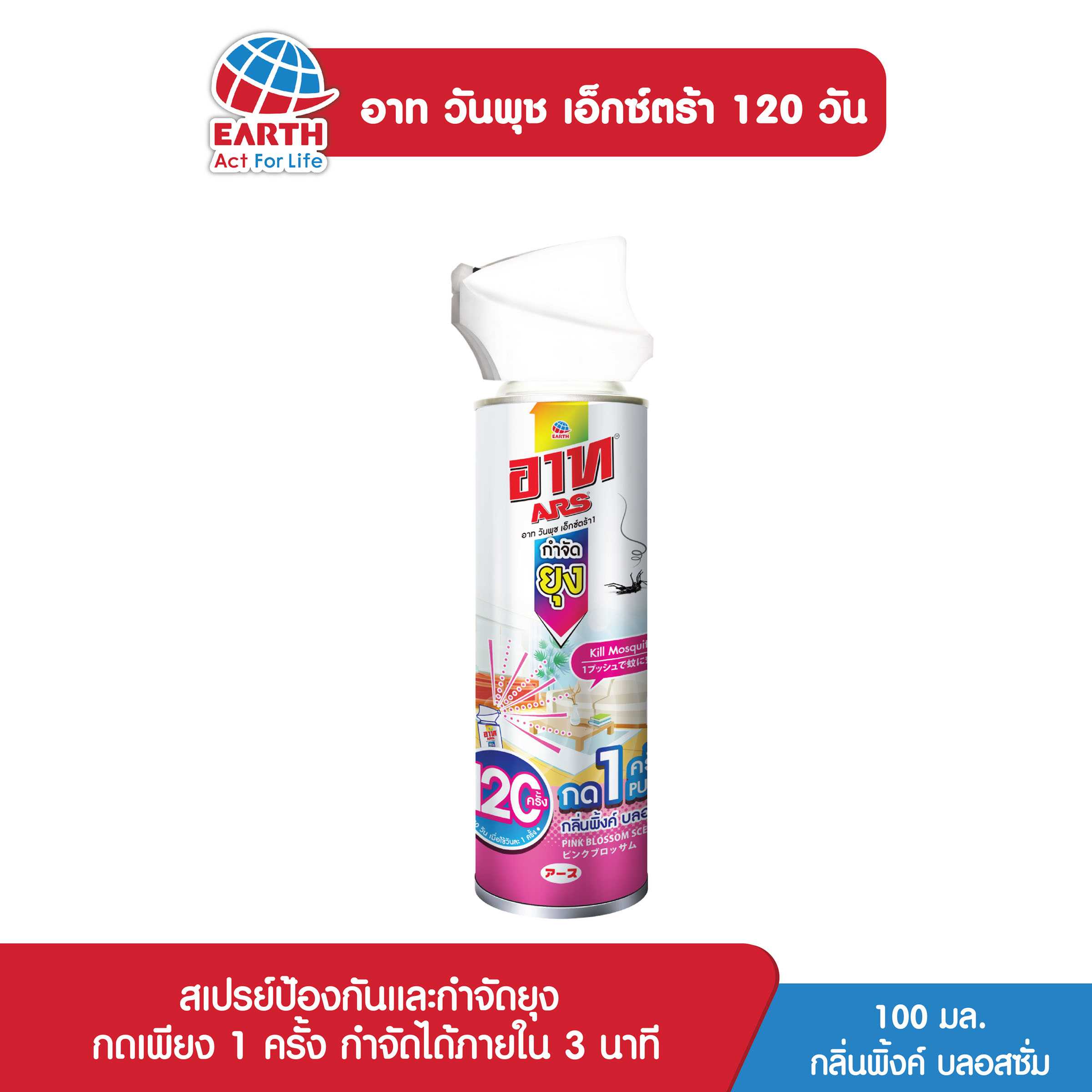 อาท วันพุช เอ็กซ์ตร้า 1 กลิ่นพิ้งค์ บลอสซั่ม 120 วัน / ARS ONE PUSH XTRA1 120 DAYS PINK BLOSSOM