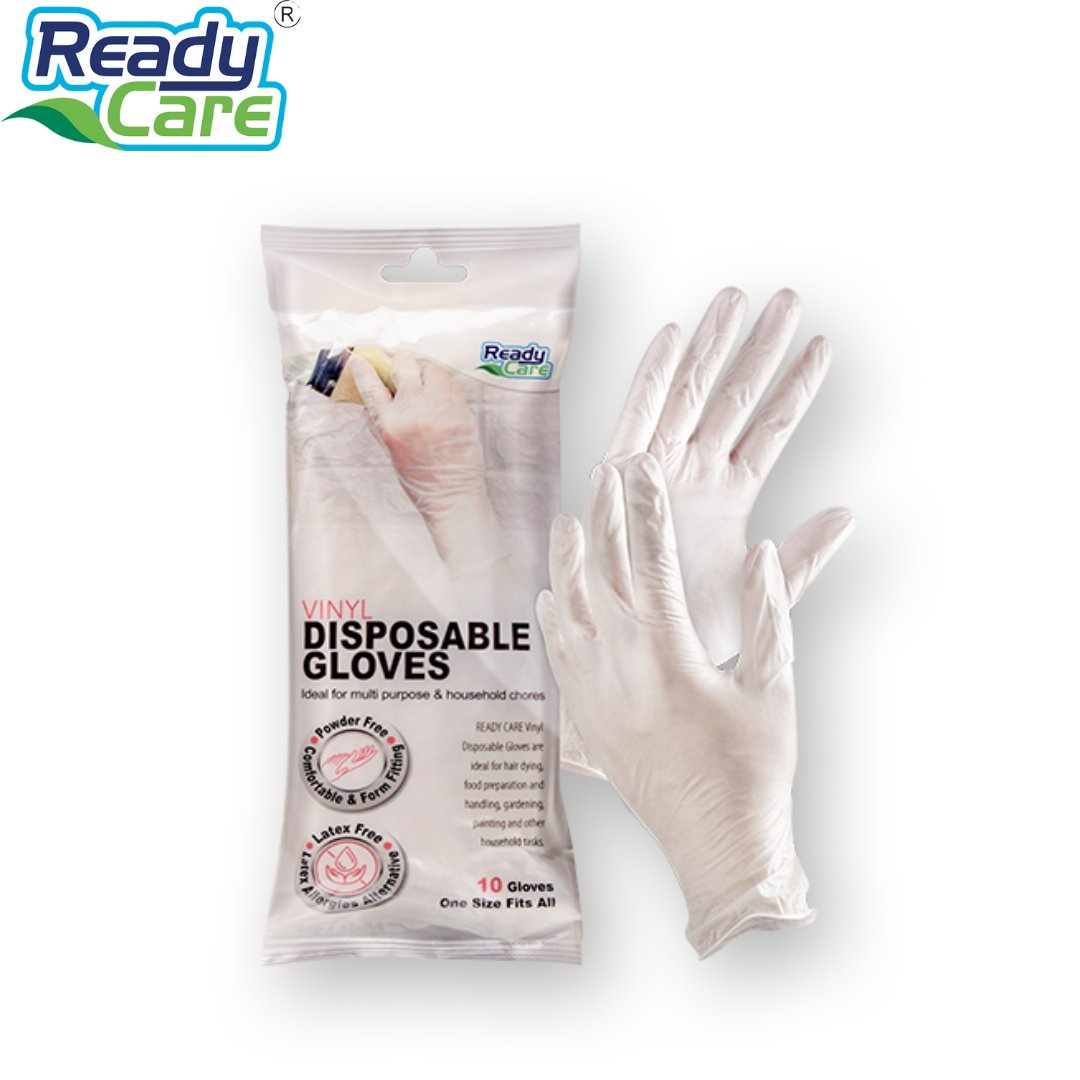 ถุงมือยางPVC Readycare Vinil Disposable Gloves 10 ชิ้น