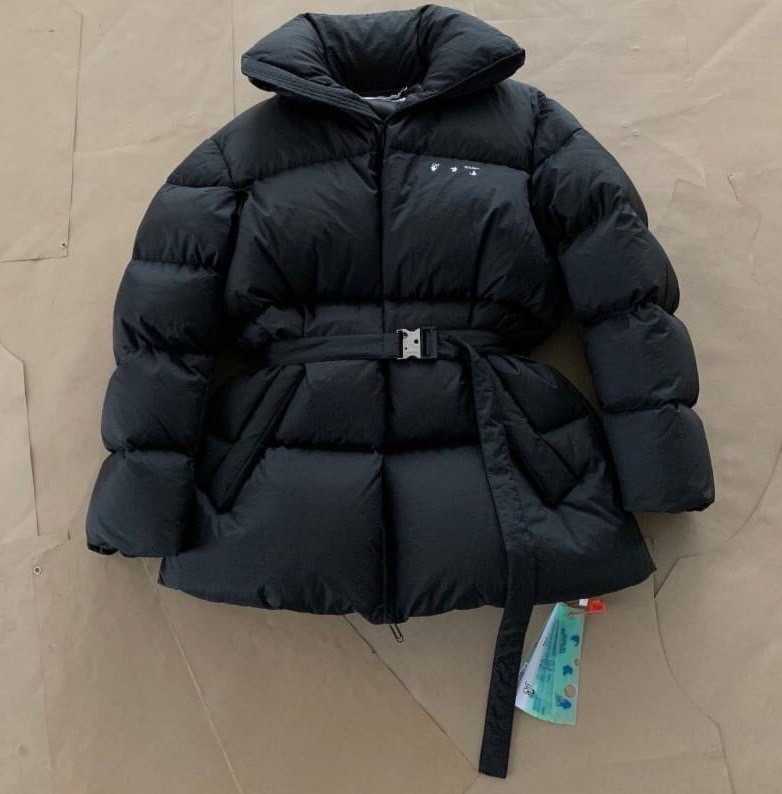 OFF-WHITE TUC DETAIL PUFFER BLACK BELTED DOWN JACKET เสื้อแจ็คเก็ตนวมกันหนาว แบรนด์ออฟไวท์