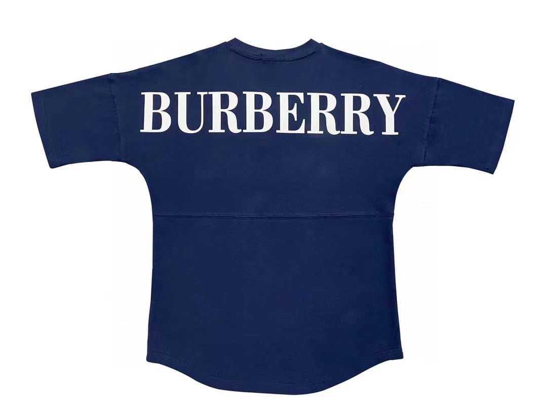 BURBERRY CLASSIC BACK LOGO COTTON T-SHIRT เสื้อยืดคอกลมแขนสั้น แบรนด์เบอเบอรี่ สีกรมท่า