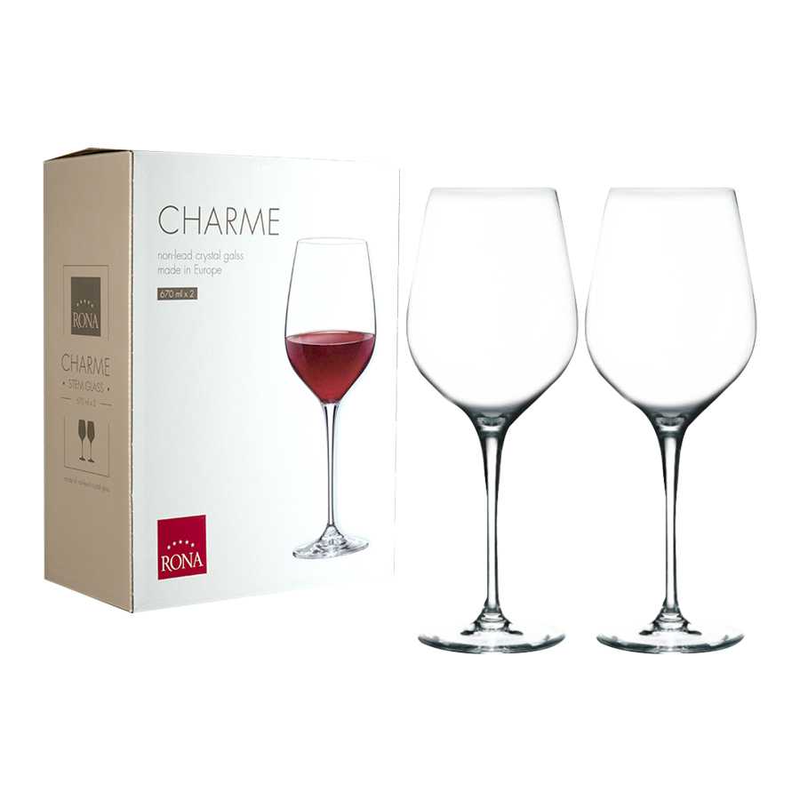 แก้วไวน์ Rona Charme Bordeaux  670 ml (เซตกล่อง 2 ใบ)