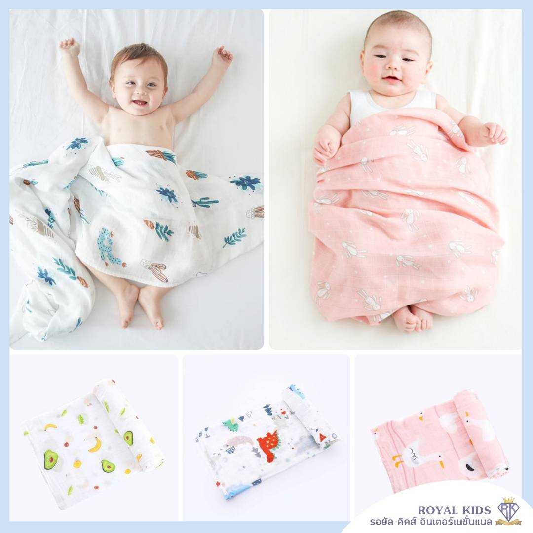 C0022 ผ้าห่อตัวมัสลินแบมบู 120x120cm.ผ้าทอ2ชั้น ซักทำความสะอาดได้ ผ้าคลุมให้นมบุตร