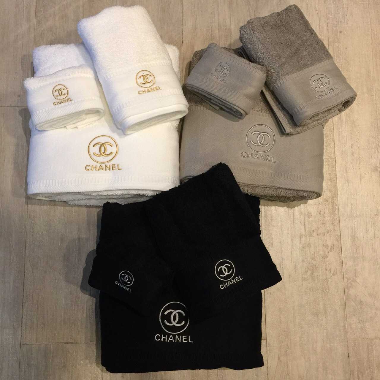 CHANEL LUXURY CC LOGO EMBROIDERED 3PC BATH TOWEL SET ผ้าขนหนู เอนกประสงค์ แบรนด์ชาแนล