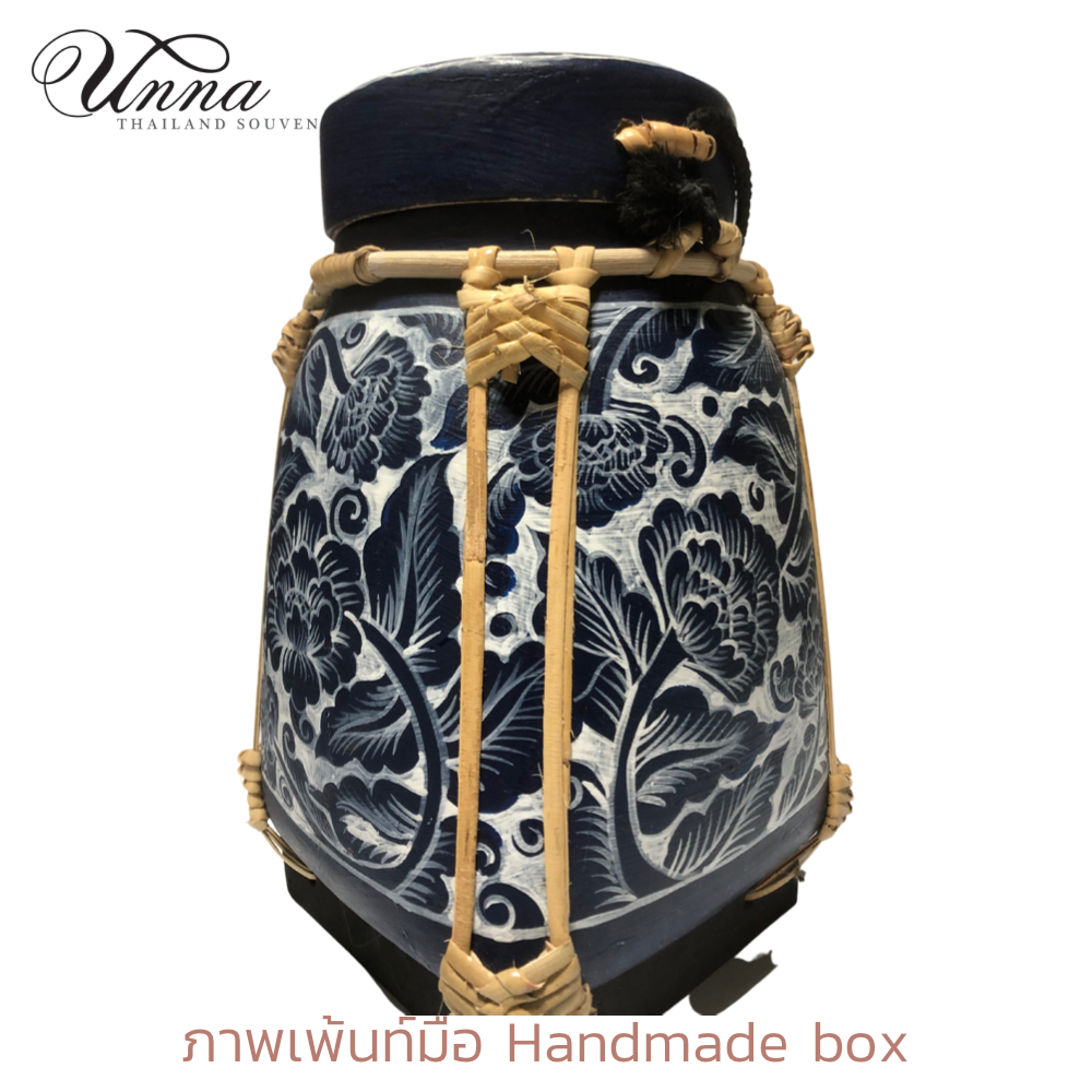 กล่องเก็บของเพ้นท์ลายดอกไม้ งานฝีมือ เพ้นท์ลายด้วยมือ Handmade bamboo box