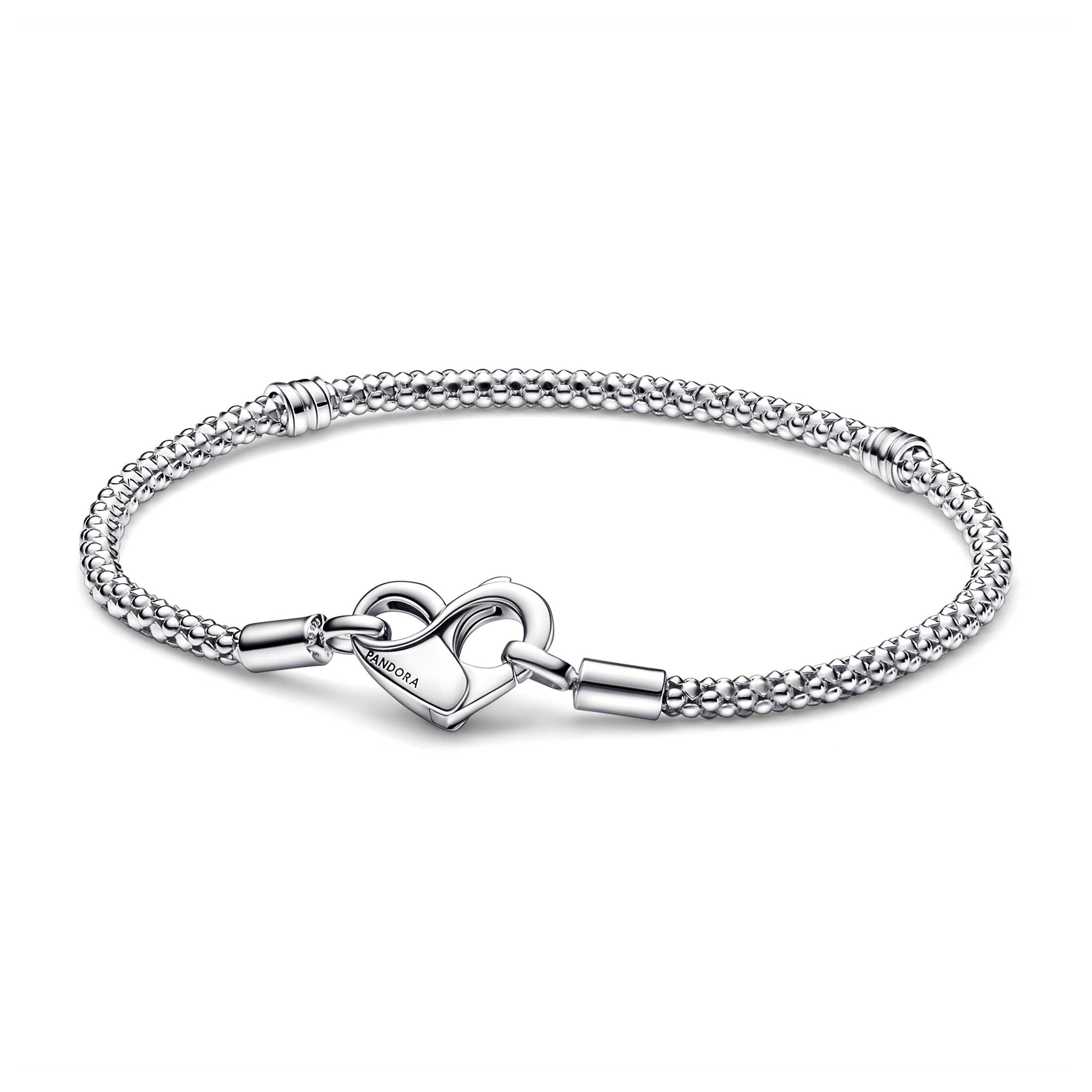 Studded chain sterling silver bracelet with heart clasp