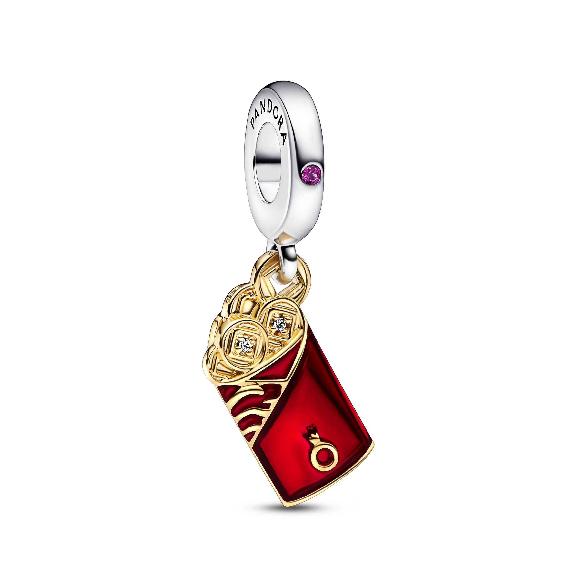 Red envelope sterling silver and 14 gold plated dangle