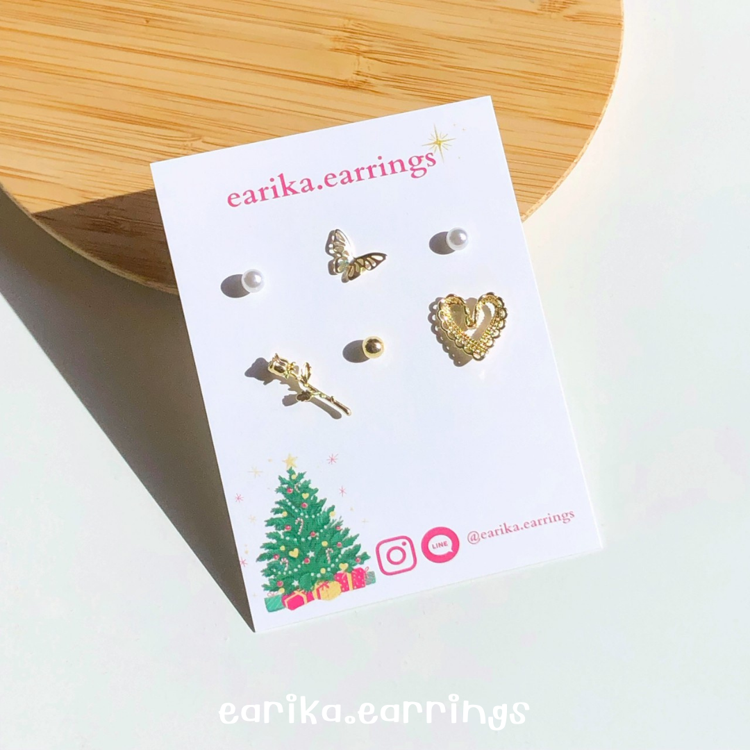 earika.earrings - gold fairy tale set เซ็ตต่างหูก้านเงินแท้ชุบทอง ผิวแพ้ง่ายใส่ได้