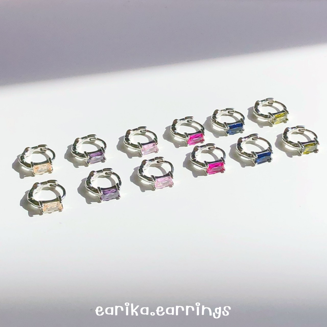 earika.earrings - square hoop ต่างหูห่วงเพชรทรงสี่เหลี่ยมเงินแท้ เหมาะสำหรับคนแพ้ง่าย