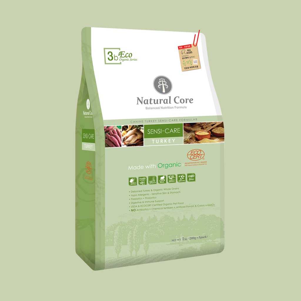 Natural Core ECO S3b Turkey สูตรไก่ง่วง 1 kg. และ 2.4 kg. อาหารเม็ดออร์แกนิก