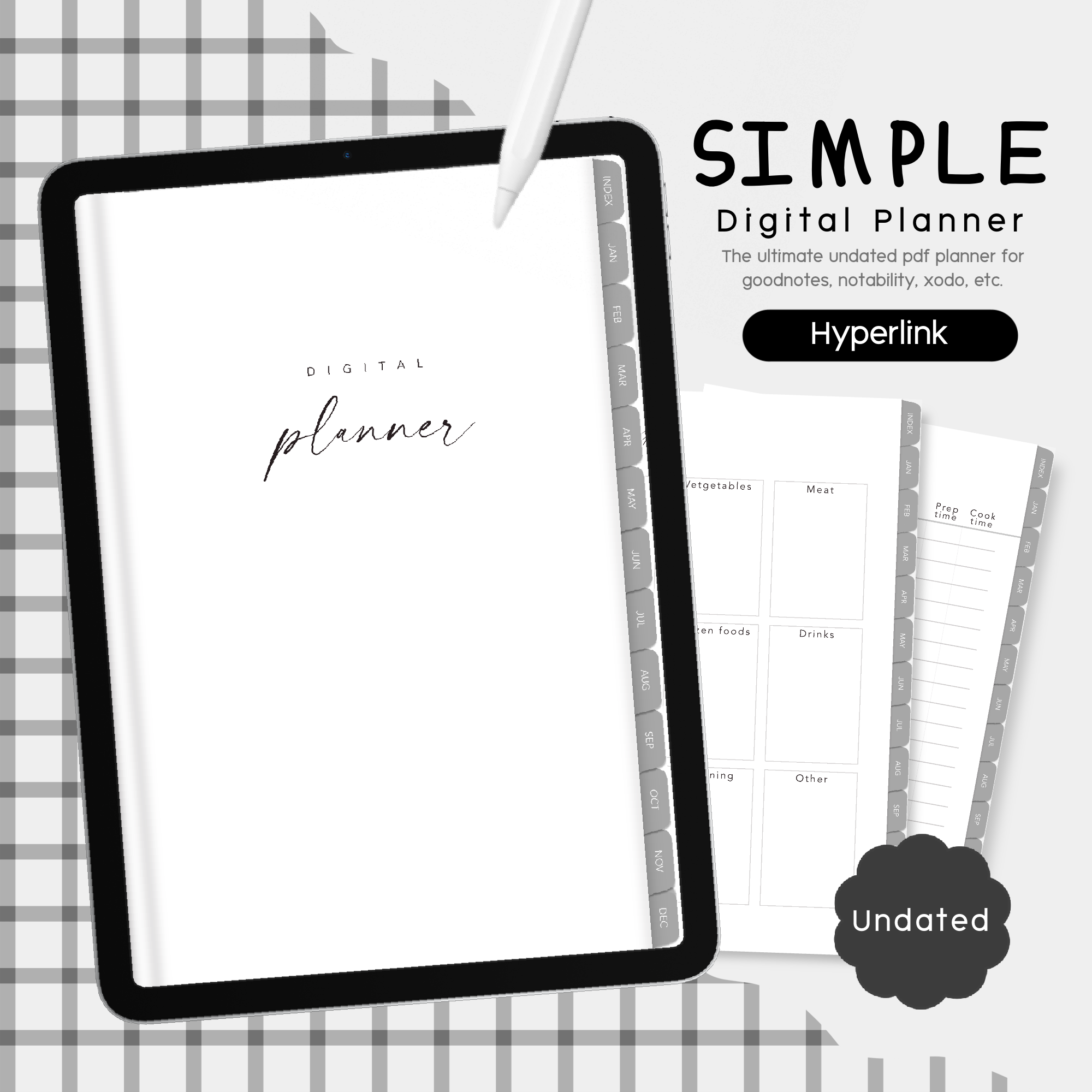 [ดิจิทัล] แพลนเนอร์ - ธีม Simple (Hyperlinked)