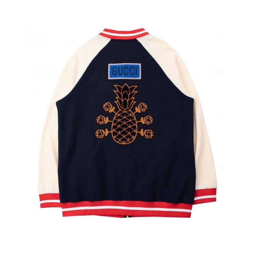 GUCCI PINEAPPLE PATCH COLORBLOCK BOMBER JACKET เสื้อบอมเบอร์แจ็คเก็ต  แบรนด์กุชชี่