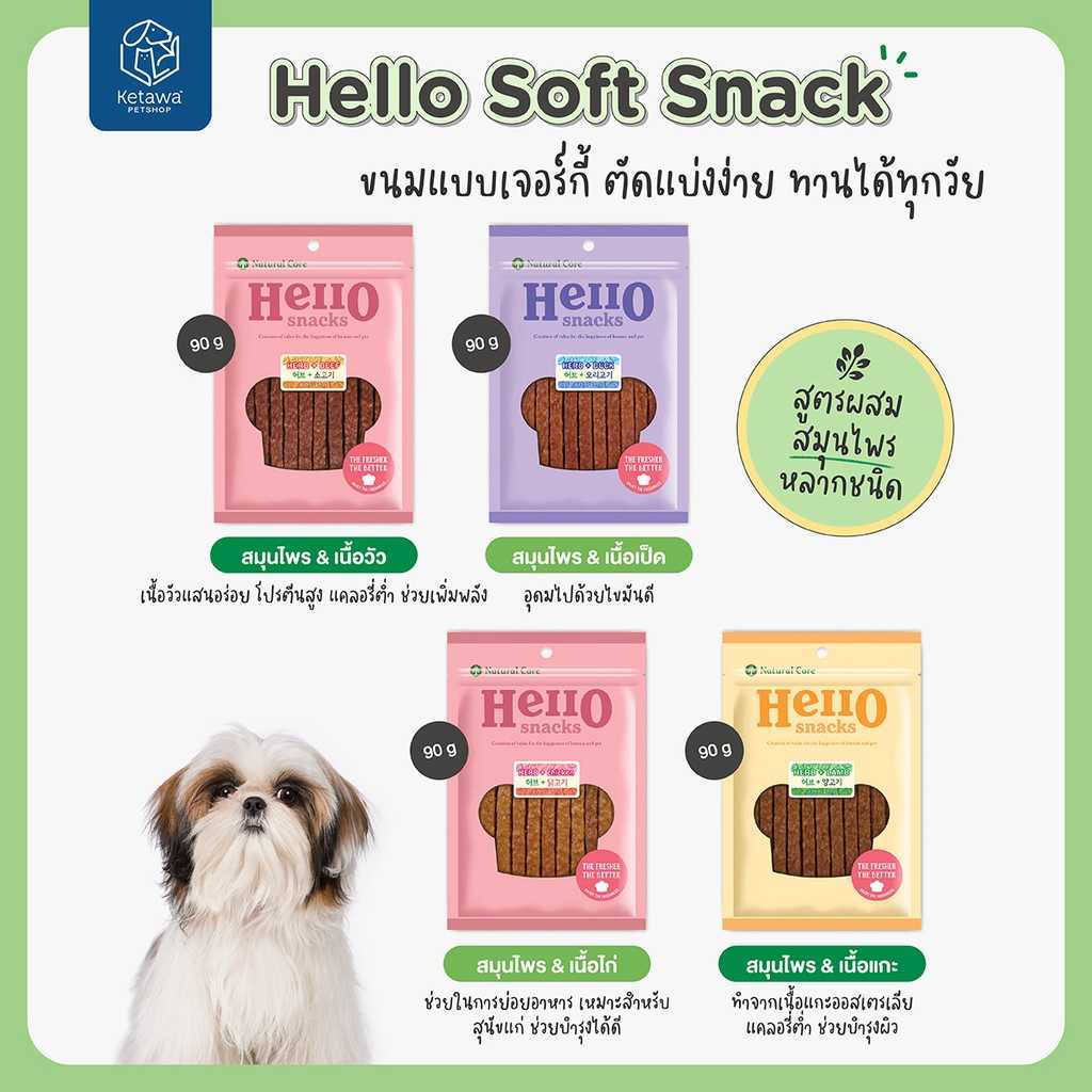 Natural Core Hello Series ขนมเเบบนิ่มสำหรับสุนัข ตัดเเบ่งง่าย ทานได้ทุกวัย