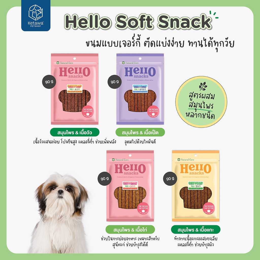 Natural Core Hello Series ขนมเเบบนิ่มสำหรับสุนัข ตัดเเบ่งง่าย ทานได้ทุกวัย