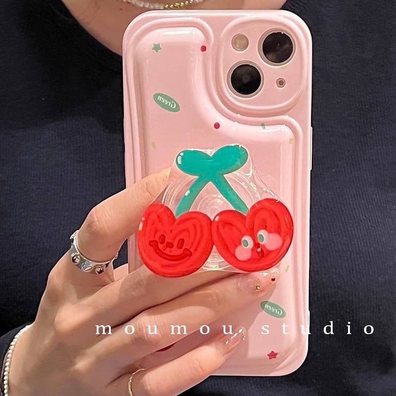 สอบถามก่อนกดสั่ง เคสสีชมพู เคสนิ่ม เคสผิวเงา เคสเชอร์รี่ เคส+holder griptok ไอริง เคสไอโฟน เคสiphone