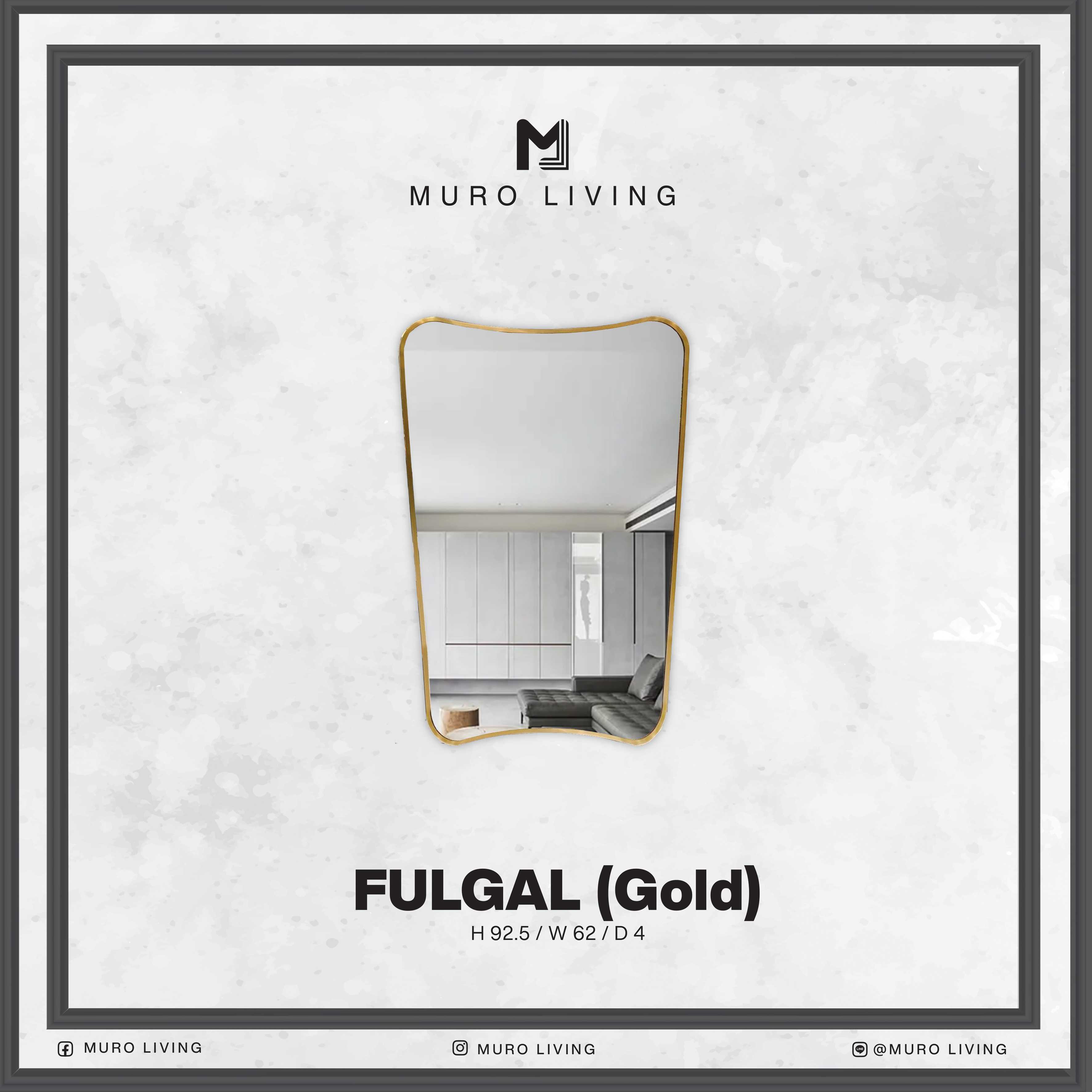 กระจกตกแต่งผนังดีไซน์ Muro Living รุ่น FULGAL (Silver or Gold)