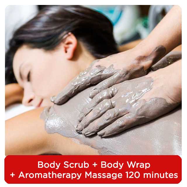 [𝟭 𝗽𝗲𝗿𝘀𝗼𝗻] Body Scrub + Wrap + Aromatherapy Massage 120 mins