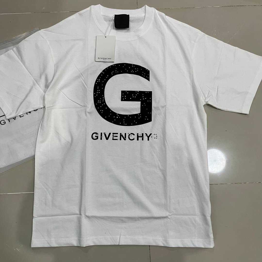 GIVENCHY BIG G LOGO PRINT COTTON TEE เสื้อยืดคอกลมแขนสั้น แบรนด์จิวองชี่ สกรีนตัวหนังสือโลโก้ จี