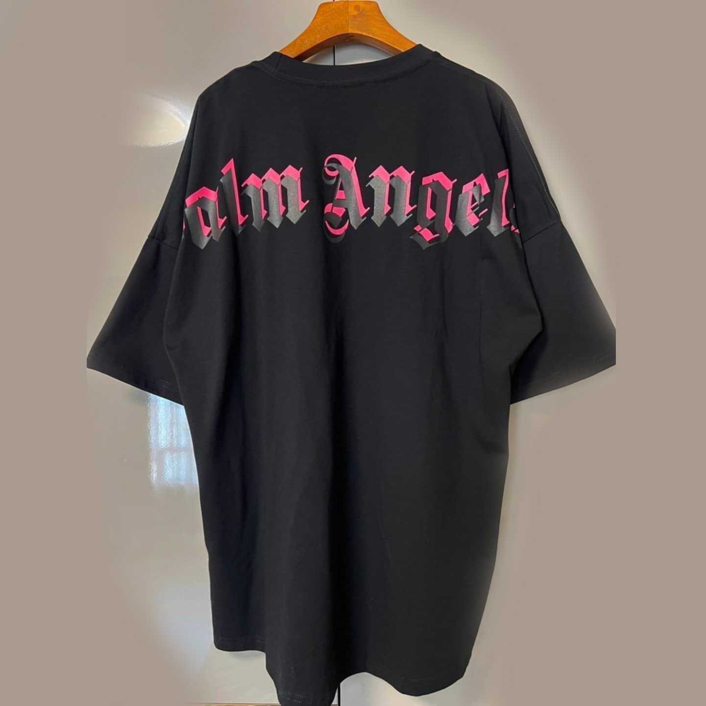 PALM ANGELS CLASSIC BACK LOGO OVERSIZED COTTON T-SHIRT IN BLACK เสื้อปาล์มแองเจิล