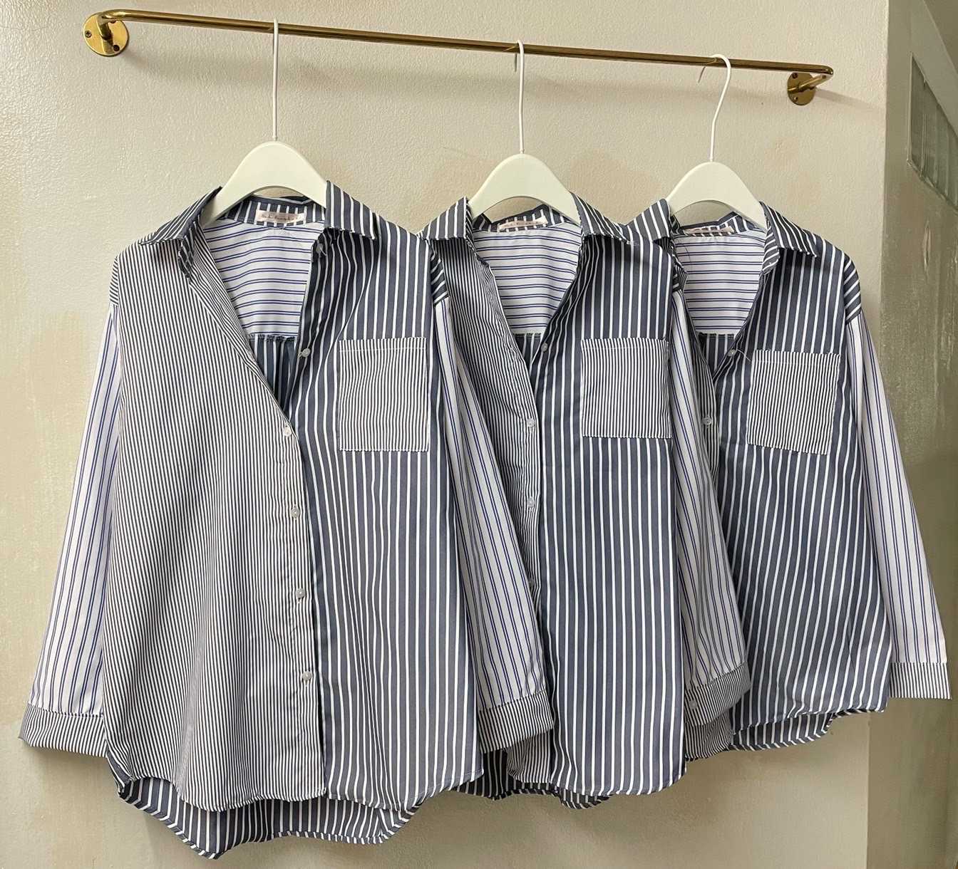 NN 174 เสื้อเชิ๊ตริ้ว ตัดต่อลูกเล่นหลายลาย จับแมทเป๊ะมาก เนื้อผ้าคอตตอนทอ เบาใส่สบายไม่ร้อน ommishop
