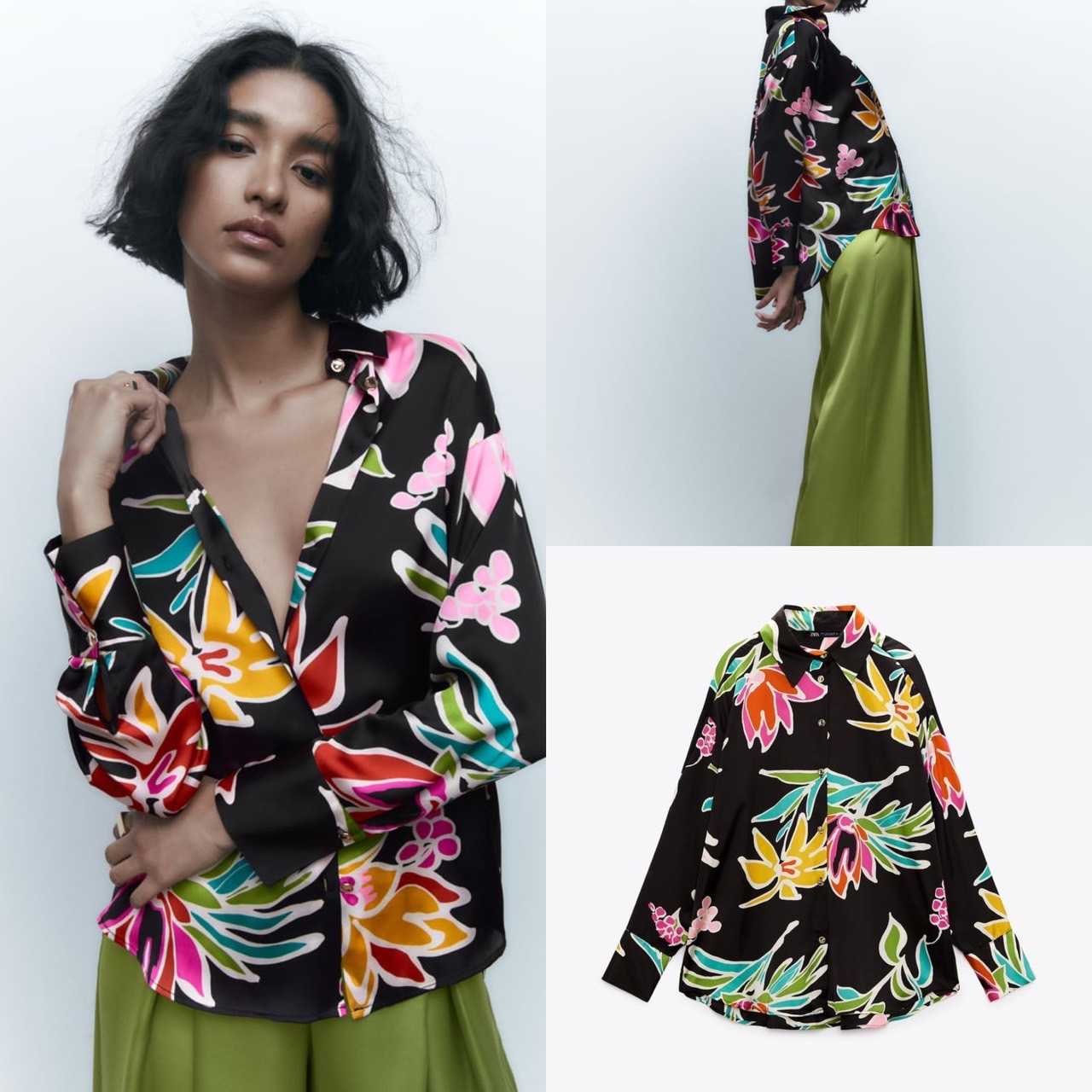 NN.176 เสื้อ เชิ้ตคอปก งาน oversize ลายดอก งานตัดคุณภาพ ommishop