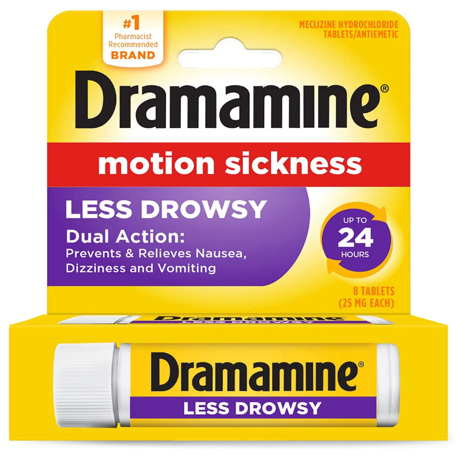 Dramamine Less Drowsy สูตรลดอาการง่วงนอน สำหรับผู้ใหญ่ และ เด็ก 12 ปีขึ้นไป