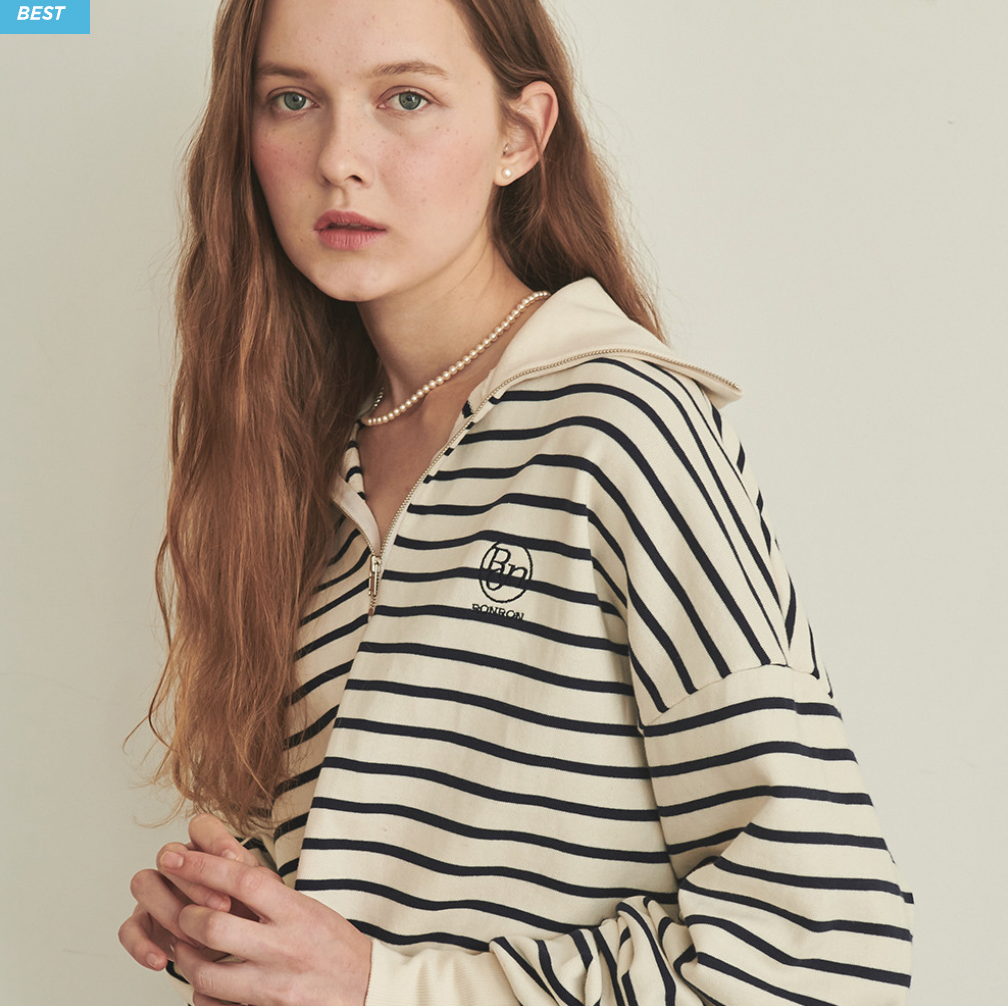 (พร้อมส่ง) Ronron half zip-up sweatshirt