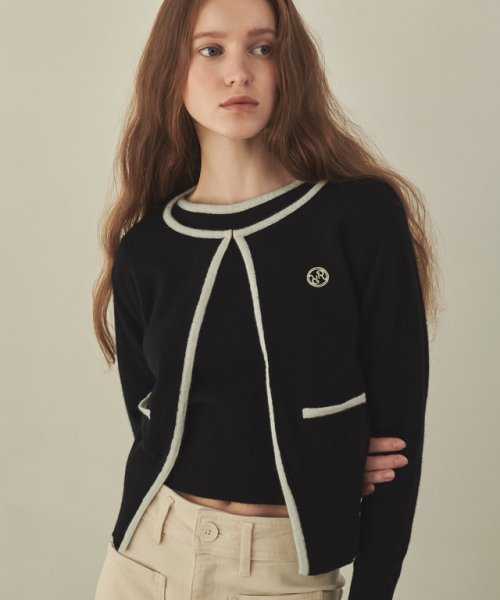 (พร้อมส่ง) Ronron line cashmere cardigan