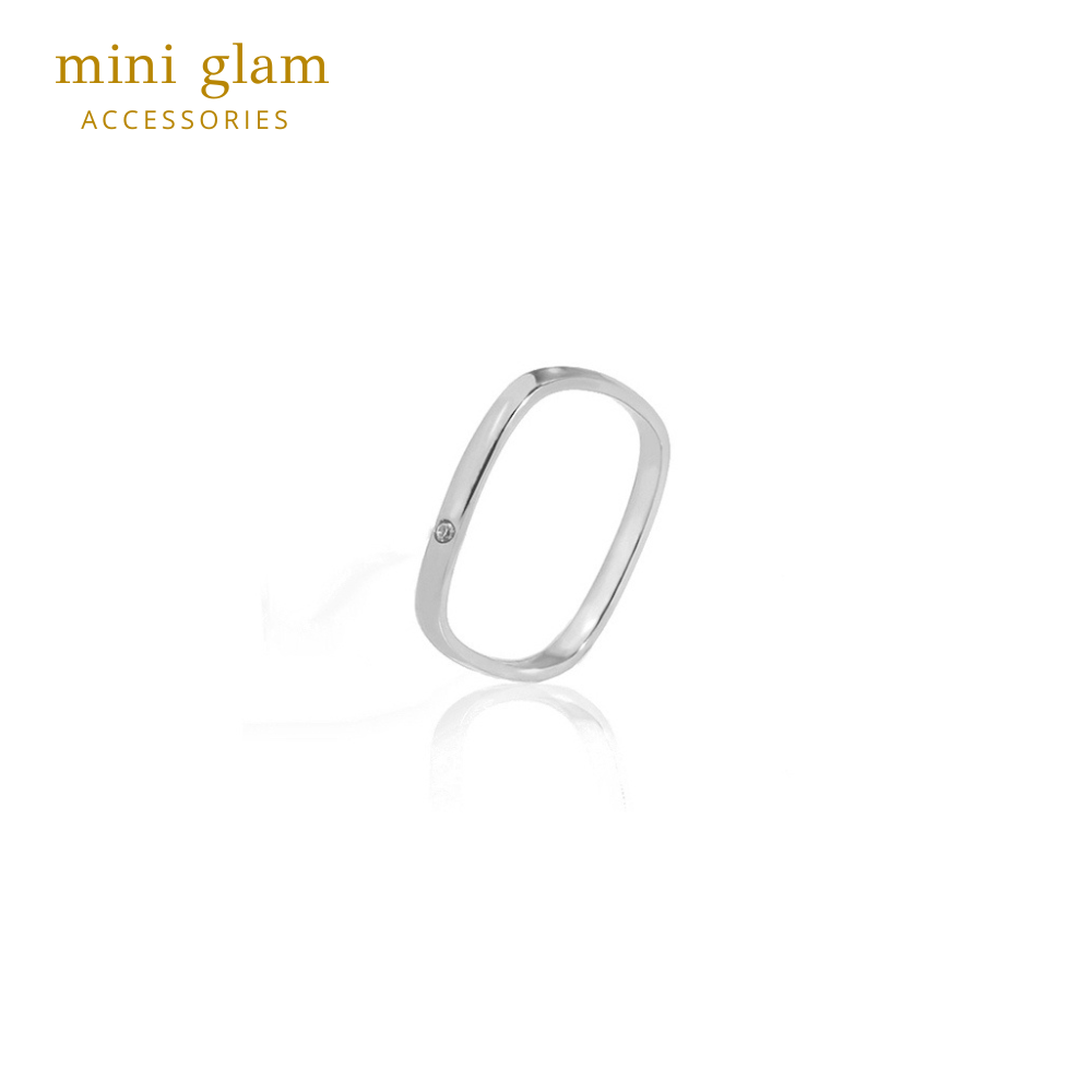 Miniglam Grace Minimal Square Ring (Silver)